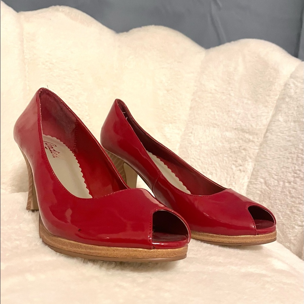 Cherry Red peep toe Candies high heel pumps